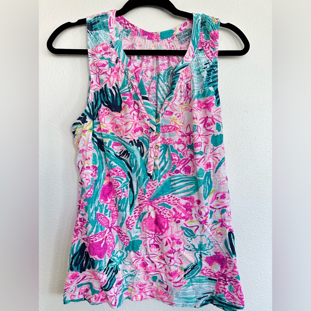 Lilly Pulitzer Pink and Green Floral Tank Top